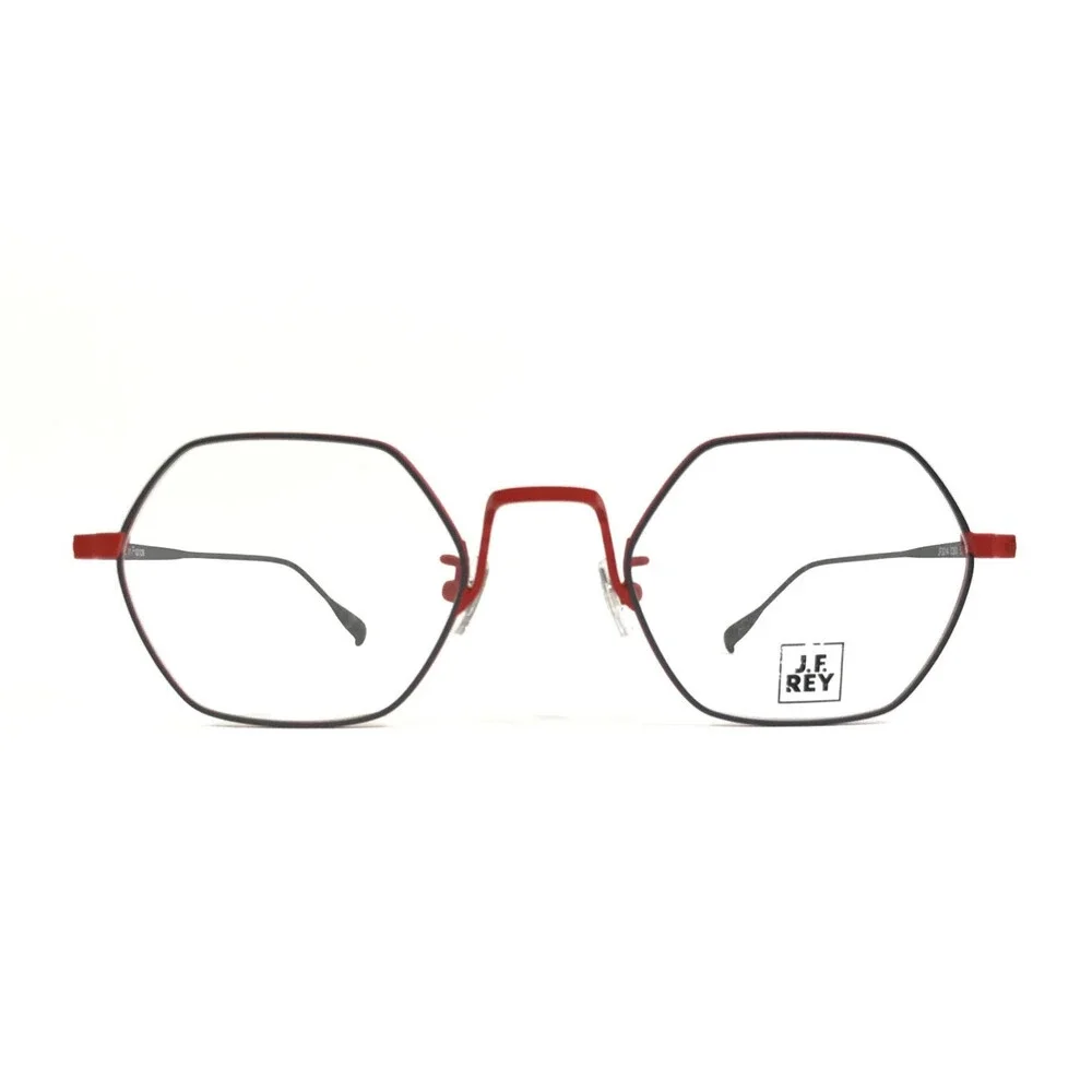 J. F. Rey Eyeglasses Frames JF3014 0360 Gray Orange Hexagonal Wire Rim 50-22-145